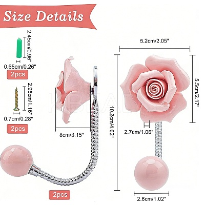 Porcrelain 3D Flower Ceramic Wall Coat Hook FIND-WH0040-63-1