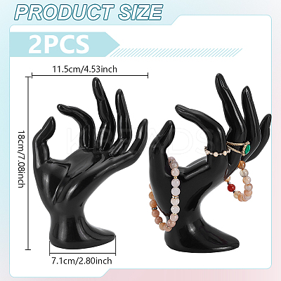 2Pcs Plastic Mannequin Hand Jewelry Display Holder Stands RDIS-UN0001-02B-1