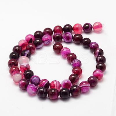 Natural Striped Agate/Banded Agate Bead Strands X-G-K155-A-8mm-02-1