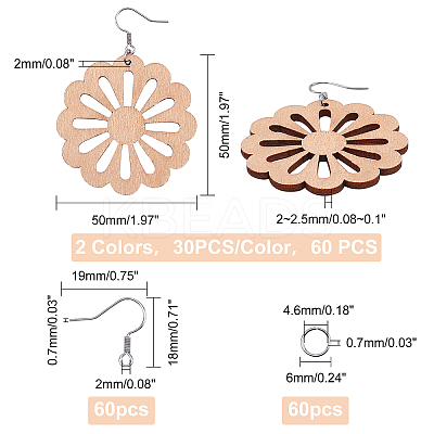 DIY Wooden Dangle Earring Making Kits DIY-FH0002-81-1