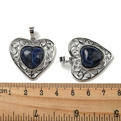 Natural Sodalite Peach Love Heart Pendants G-G158-01P-1