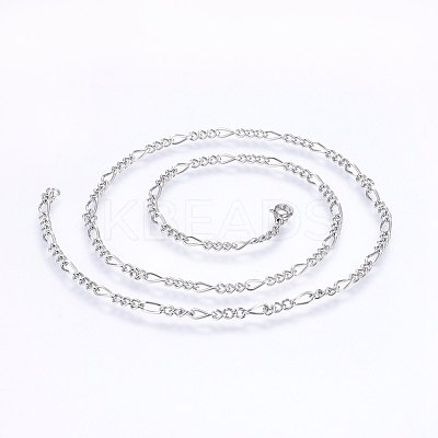 Non-Tarnish 304 Stainless Steel Figaro Chain Necklaces NJEW-F227-03-01-1