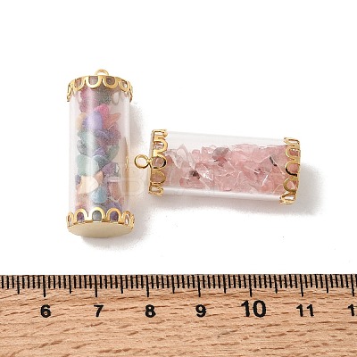Glass Tube with Natural & Synthetic Mixed Gemstone Chip Beads Inside Pendants FIND-B054-01G-1