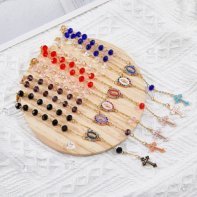 Cross Alloy Enamel Pendant Decorations HJEW-AB00656-1