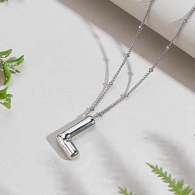 1pc Brass Chain with Alloy Letter Pendants Necklaces NJEW-LP0001-41L-P-1