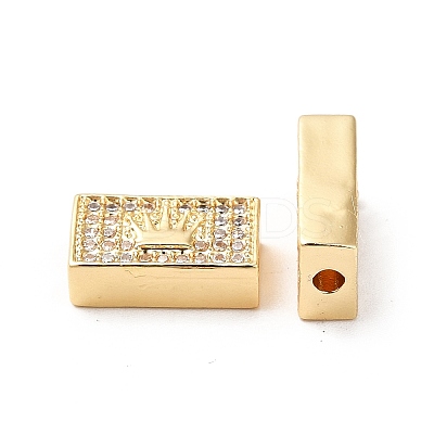 Brass Micro Pave Cubic Zirconia Beads KK-M233-30G-1