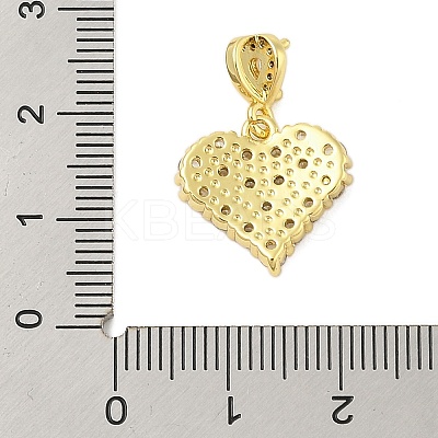 Heart Rack Plating Brass Micro Pave Cubic Zirconia Pendants KK-Z074-55G-1