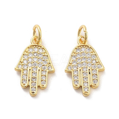 Rack Plating Brass Micro Pave Clear Cubic Zirconia Pendants KK-C063-13G-1