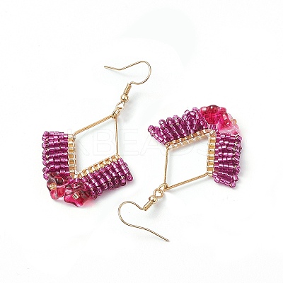 2 Pairs 2 Colors Braided Glass & 201 Stainless Steel Dangle Earrings EJEW-MZ00159-1