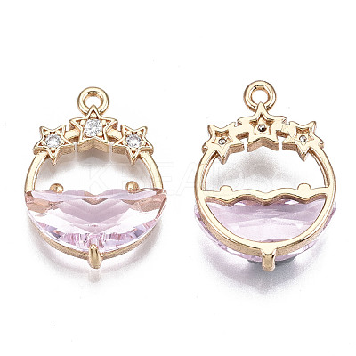 Faceted Transparent Glass Pendants GLAA-T020-18G-1