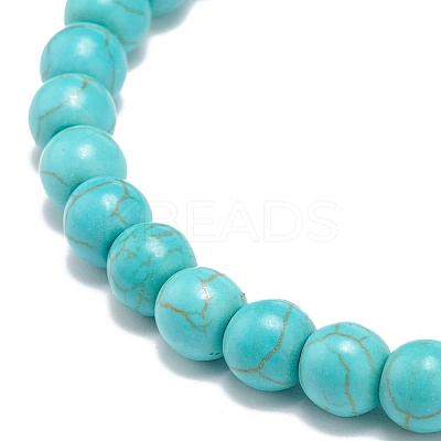 Synthetic Turquoise(Dyed) Ocean Theme Beaded Stretch Bracelet BJEW-JB08577-1