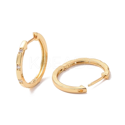 Clear Cubic Zirconia Hinged Hoop Earrings EJEW-G315-01G-1