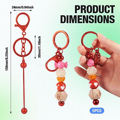5Pcs Alloy and Brass Bar Beadable Keychain for Jewelry Making DIY Crafts DIY-SW0001-15B-1