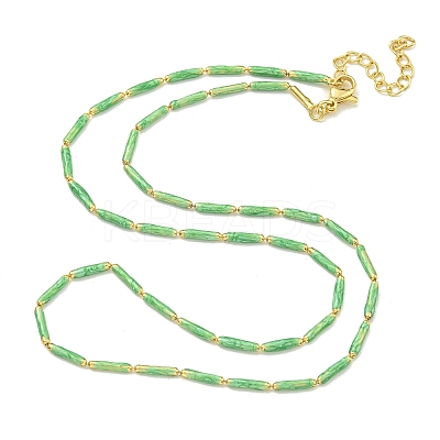 Brass Enamel Column Link Chain Necklaces NJEW-H039-02C-01G-1