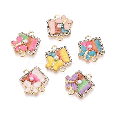 Alloy Crystal Rhinestone and ABS Imitation Pearl Connector Charms PALLOY-T092-09G-1