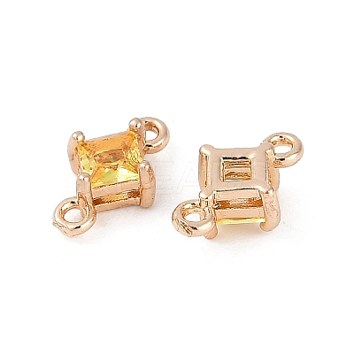 Brass Pave Glass Rhombus Links Connector Charms GLAA-Q088-001D-1