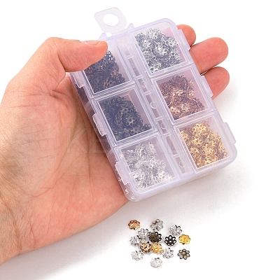 1200Pcs 6 Style Iron Bead Caps IFIN-YW0001-39-1