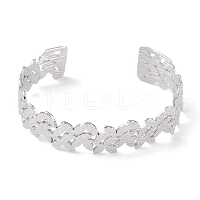 Non-Tarnish 304 Stainless Steel Flower Open Cuff Bangles for Women BJEW-C071-14P-1