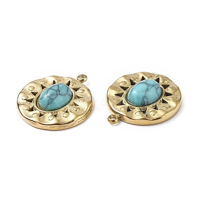 PVD Vacuum Plating 201 Stainless Steel Synthetic Turquoise Pendants STAS-C064-VC875-1-1