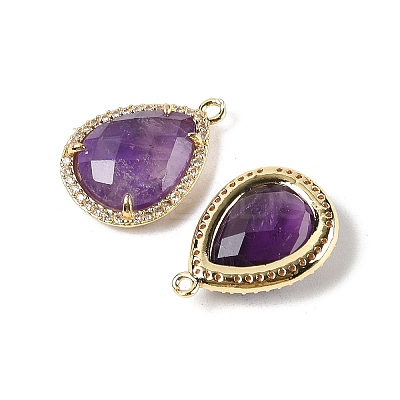 Natural Amethyst Faceted Teardrop Pendants G-I382-01G-09-1