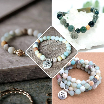 225Pcs 15 Style Natural Agate Round Beads G-TA0001-36-1