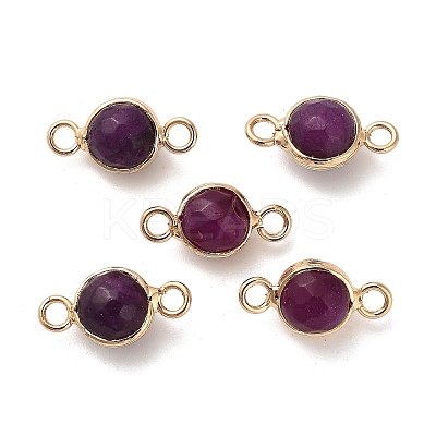 Natural Dyed Natural White Jade Faceted Round Links Connector Charms G-G175-01G-01-1