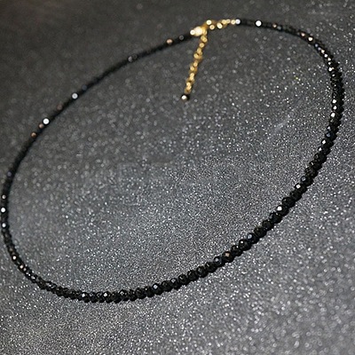 Glass Faceted Rondelle Beaded Choker Necklaces with Zinc Alloy End Chains BU2410-1-1
