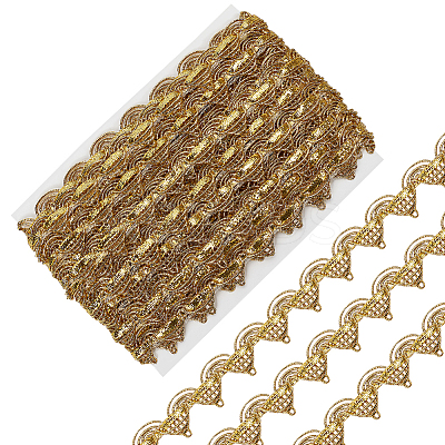 10 Yards Polyester Braided Metallic Lace Trim DIY-WH0491-47B-1