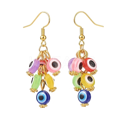 Resin Evil Eye Cluster Dangle Earrings EJEW-JE05010-1