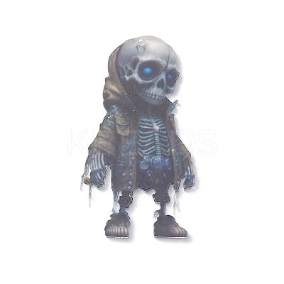 Acrylic Halloween Style Big Pendants with Brass Bell and Nylon Cord SACR-O003-01E-1