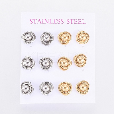304 Stainless Steel Stud Earrings EJEW-I235-06-1