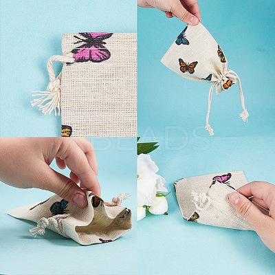 Polycotton(Polyester Cotton) Packing Pouches Drawstring Bags ABAG-T004-10x14-03-1