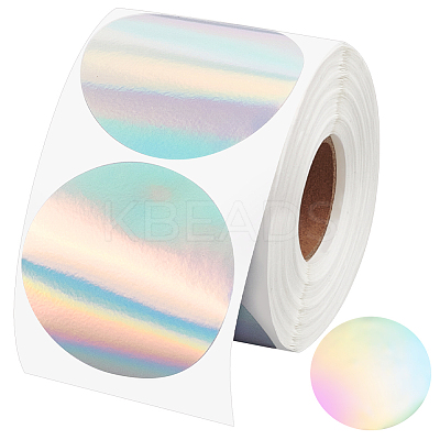 Round Dot Paper Holographic Thermal Printable Label Stickers STIC-WH0004-43-1