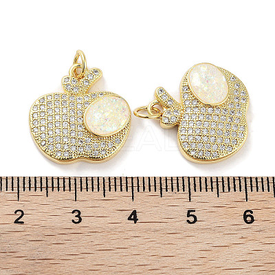 Brass Micro Pave Clear Cubic Zirconia Pendants KK-L213-042G-02-1