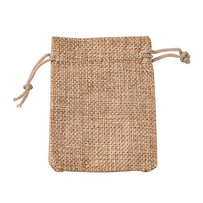 Polyester Imitation Burlap Packing Pouches Drawstring Bags ABAG-R005-9x7-M-1