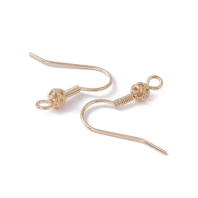 Ion Plating(IP) Brass Round Beaded Earring Hooks KK-G438-01G-1