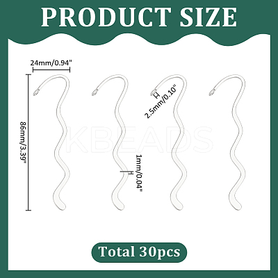30Pcs Zinc Alloy Wavy Bookmarks FIND-ME0002-19-1