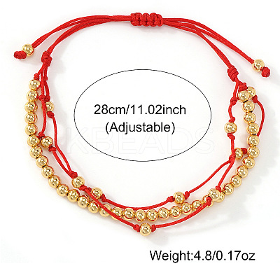 Adjustable Brass Round Beads Multi-starnd Bracelets XW4169-1-1