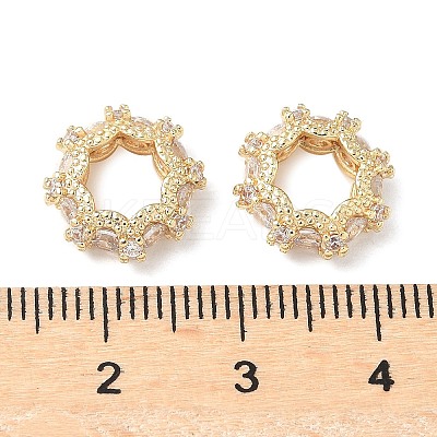 Brass Cubic Zirconia Rondelle European Beads KK-A254-07G-1