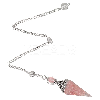 Natural Strawberry Quartz & Resin Hexagonal Pointed Dowsing Pendulums PW-WG7D05E-11-1