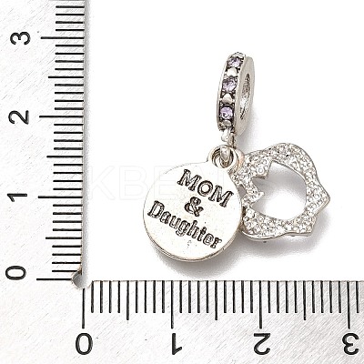Rack Plating Alloy Rhinestone European Dangle Charms PALLOY-P307-15AS-1