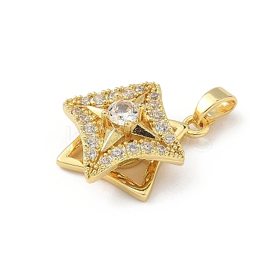 Rotatable Brass Micro Pave Clear Cubic Zirconia Pendants LS-KK-F905-23G-03-1