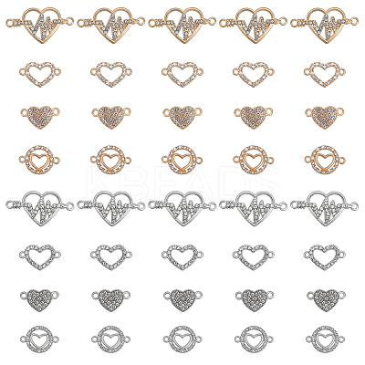 40Pcs 8 Styles Zinc Alloy Connector Charms PALLOY-CA0002-45-1