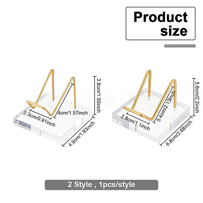 2Pcs 2 Style Brass Crystal Mineral Display Easels ODIS-FG0001-46-1
