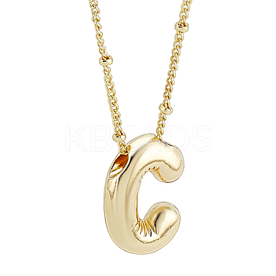 1pc Brass Chain with Alloy Letter Pendants Necklaces NJEW-LP0001-41C-G-1