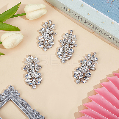 4Pcs Glass Rhinestone Embroider Thread Hotfix Rhinestone Iron on/Sew On Patches PATC-OC0001-01A-1