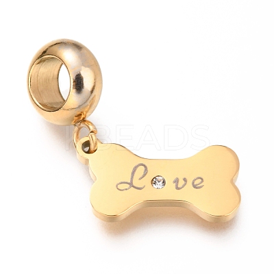 Ion Plating(IP) 304 Stainless Steel European Dangle Charms STAS-O097-19G-1