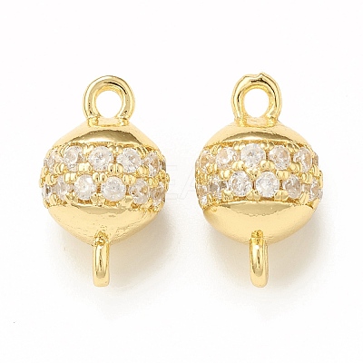 Brass Micro Pave Clear Cubic Zirconia Connector Charms KK-P229-71G-1