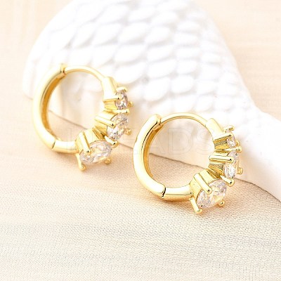 Brass Micro Pave Clear Cubic Zirconia Hoop Earrings EJEW-Z121-06G-1