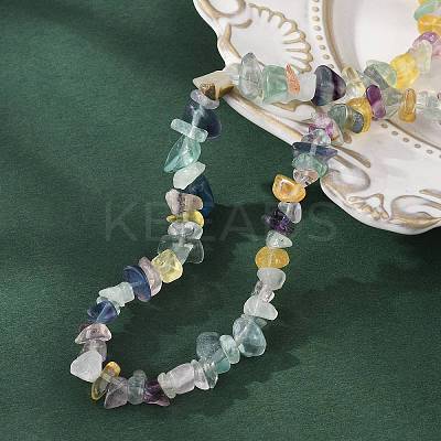 Natural Fluorite Chips Beaded Necklace NJEW-FZ00004-08-1
